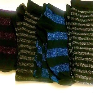 1 pair Glitter Striped  Women Over the Knee Socks Size 9-11 fits shoes size 6-10